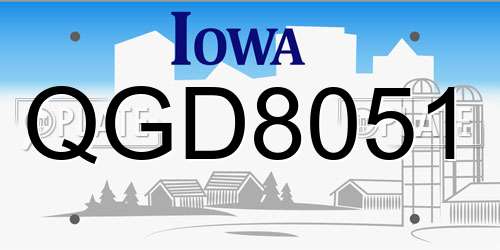 QGD8051 Iowa License Plate
