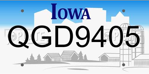 QGD9405 Iowa License Plate
