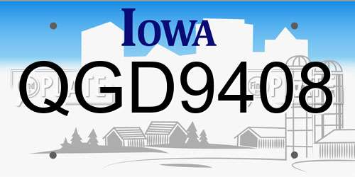 QGD9408 Iowa License Plate