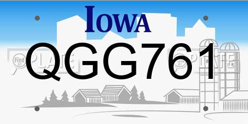 QGG761 Iowa License Plate