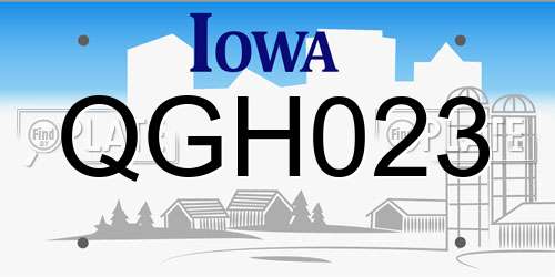 QGH023 Iowa License Plate
