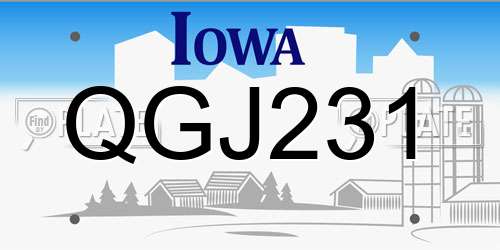 QGJ231 Iowa License Plate