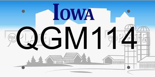 QGM114 Iowa License Plate