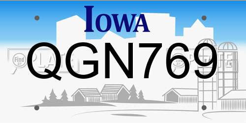 QGN769 Iowa License Plate