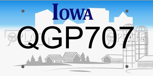QGP707 Iowa License Plate