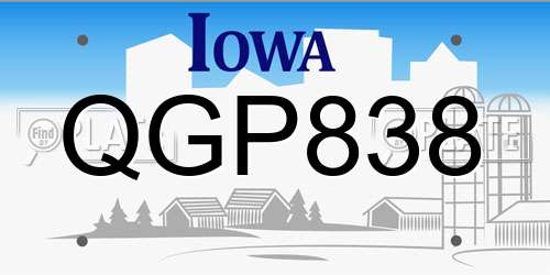 QGP838 Iowa License Plate