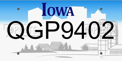 QGP9402 Iowa License Plate