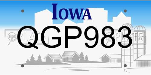 QGP983 Iowa License Plate