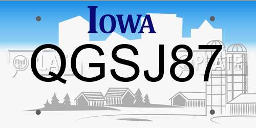 QGSJ87 Iowa License Plate