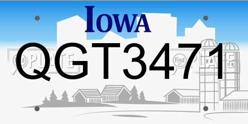 QGT3471 Iowa License Plate