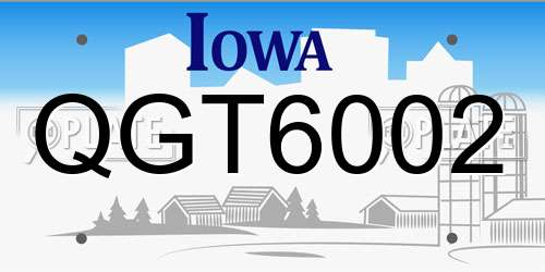 QGT6002 Iowa License Plate