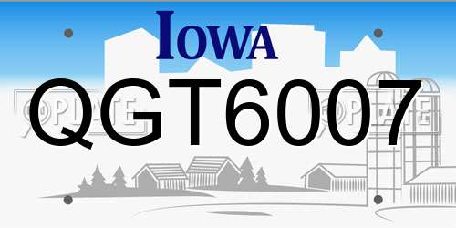 QGT6007 Iowa License Plate