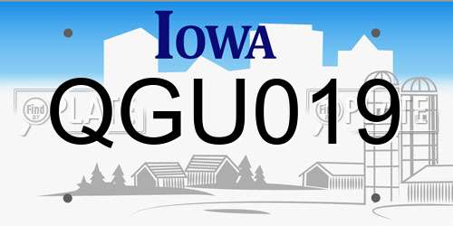 QGU019 Iowa License Plate