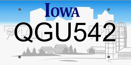 QGU542 Iowa License Plate