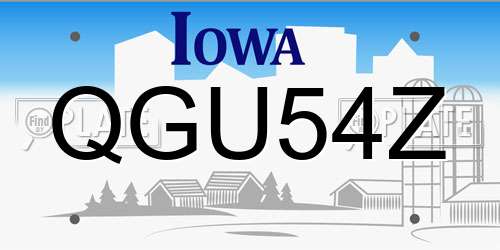 QGU54Z Iowa License Plate