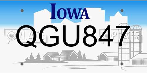 QGU847 Iowa License Plate