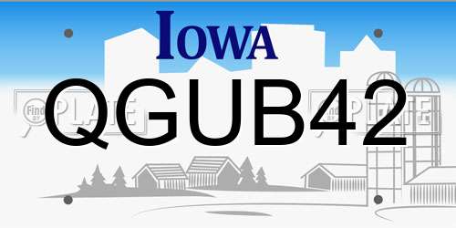 QGUB42 Iowa License Plate