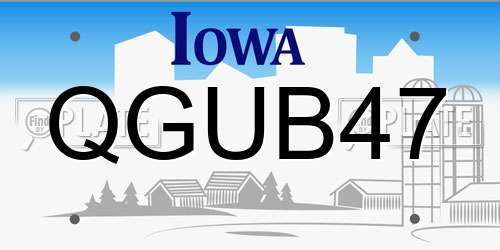 QGUB47 Iowa License Plate
