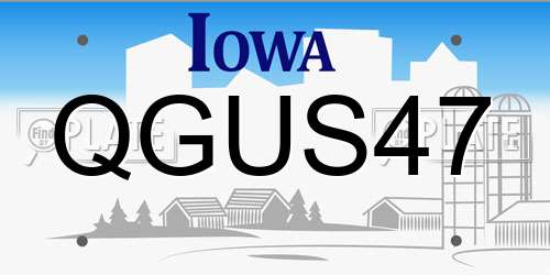 QGUS47 Iowa License Plate