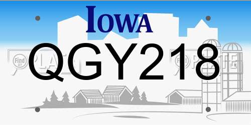QGY218 Iowa License Plate