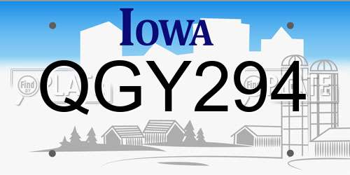 QGY294 Iowa License Plate