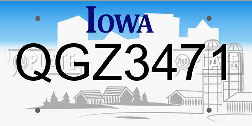 QGZ3471 Iowa License Plate