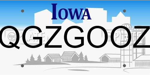 QGZGOOZ Iowa License Plate