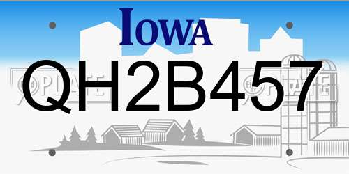 QH2B457 Iowa License Plate