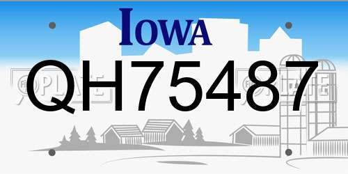 QH75487 Iowa License Plate