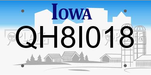 QH8I018 Iowa License Plate