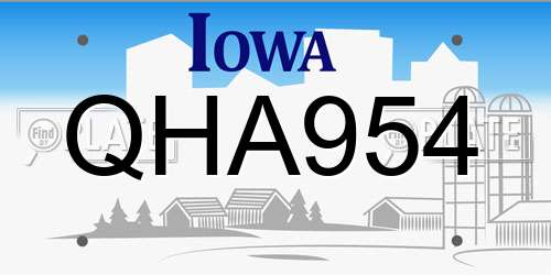 QHA954 Iowa License Plate
