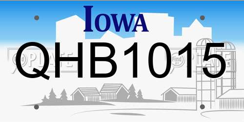 QHB1015 Iowa License Plate
