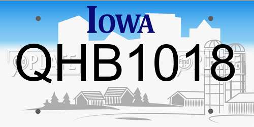 QHB1018 Iowa License Plate