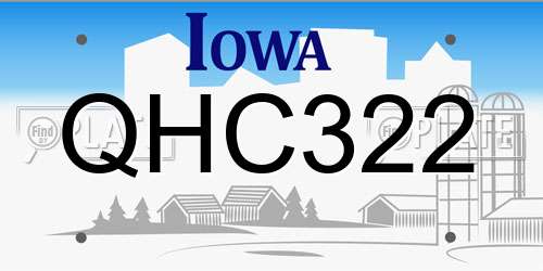 QHC322 Iowa License Plate