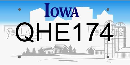 QHE174 Iowa License Plate