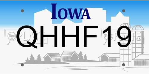 QHHF19 Iowa License Plate
