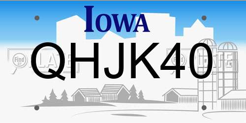 QHJK40 Iowa License Plate