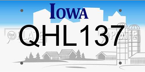 QHL137 Iowa License Plate