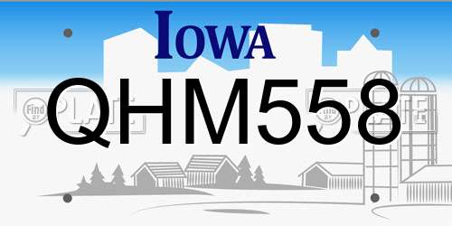 QHM558 Iowa License Plate