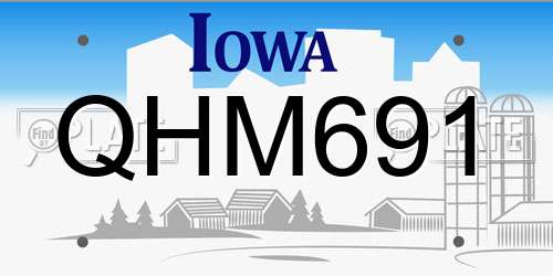 QHM691 Iowa License Plate