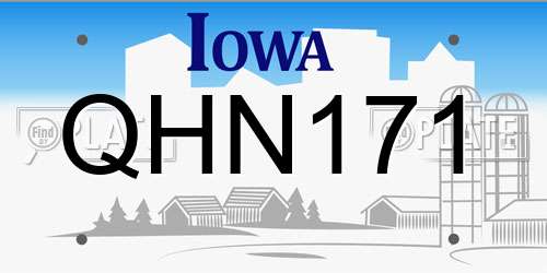 QHN171 Iowa License Plate