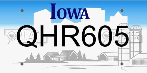 QHR605 Iowa License Plate