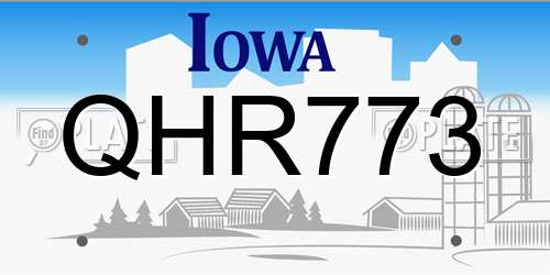 QHR773 Iowa License Plate
