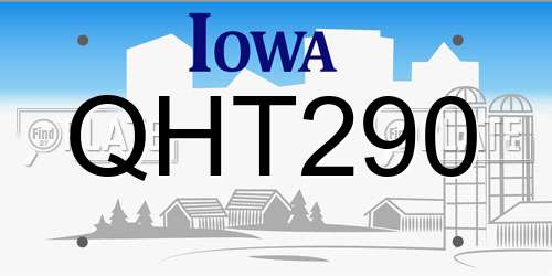 QHT290 Iowa License Plate