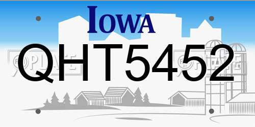 QHT5452 Iowa License Plate
