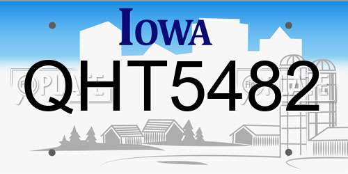 QHT5482 Iowa License Plate