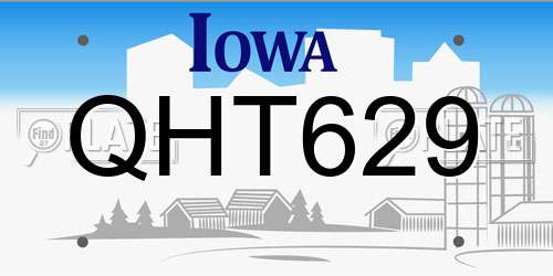 QHT629 Iowa License Plate