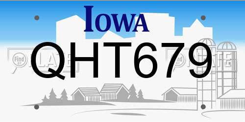 QHT679 Iowa License Plate