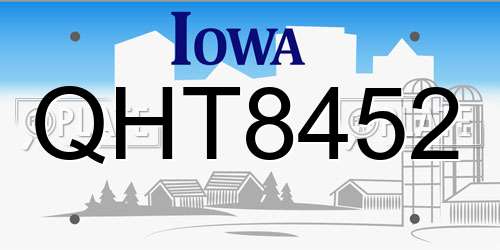 QHT8452 Iowa License Plate