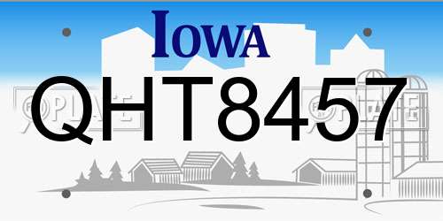 QHT8457 Iowa License Plate